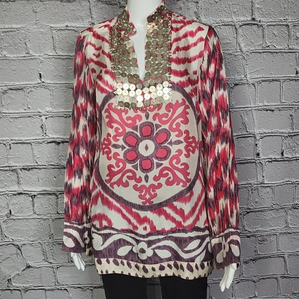 Tori Burch Silk Floral Tunic, Women's 4